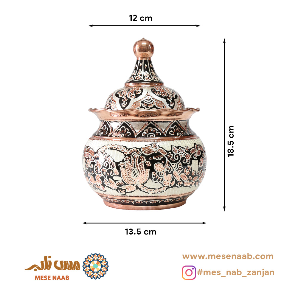 آجیلخوری توپی بدون پایه نقرهکوب الماستراش - تصویر 3