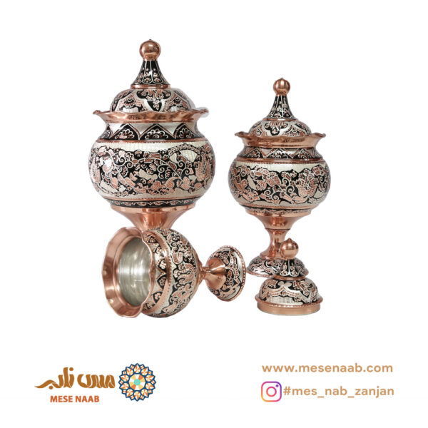 ست توپی پایه دار نقره کوب الماس تراش