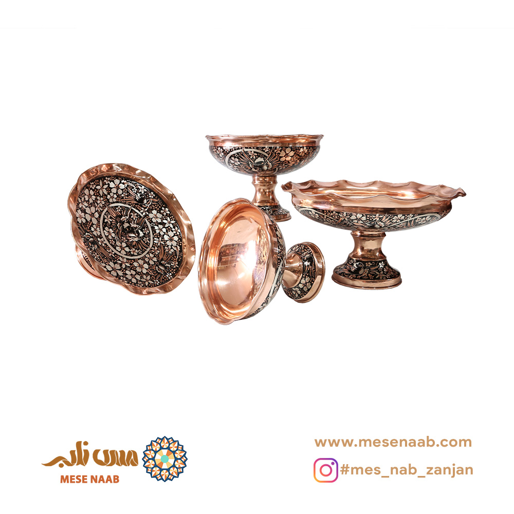 ست قجری نقرهکوب گلمرغ