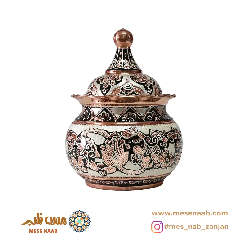 آجیلخوری توپی بدون پایه نقرهکوب الماستراش