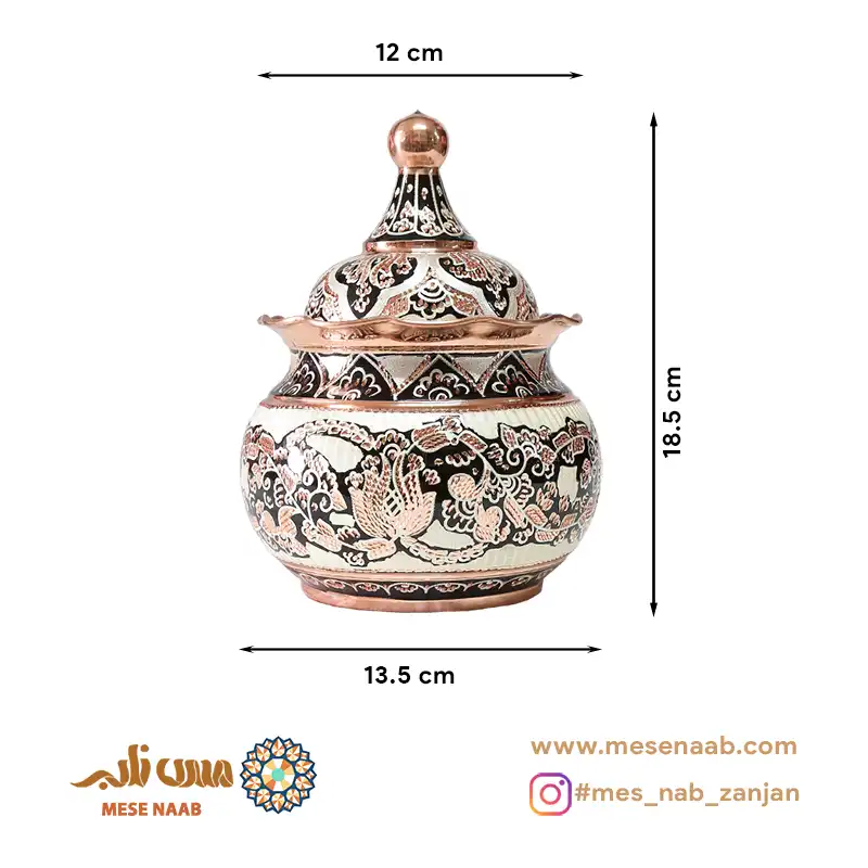 آجیلخوری توپی بدون پایه نقرهکوب الماستراش - تصویر 3