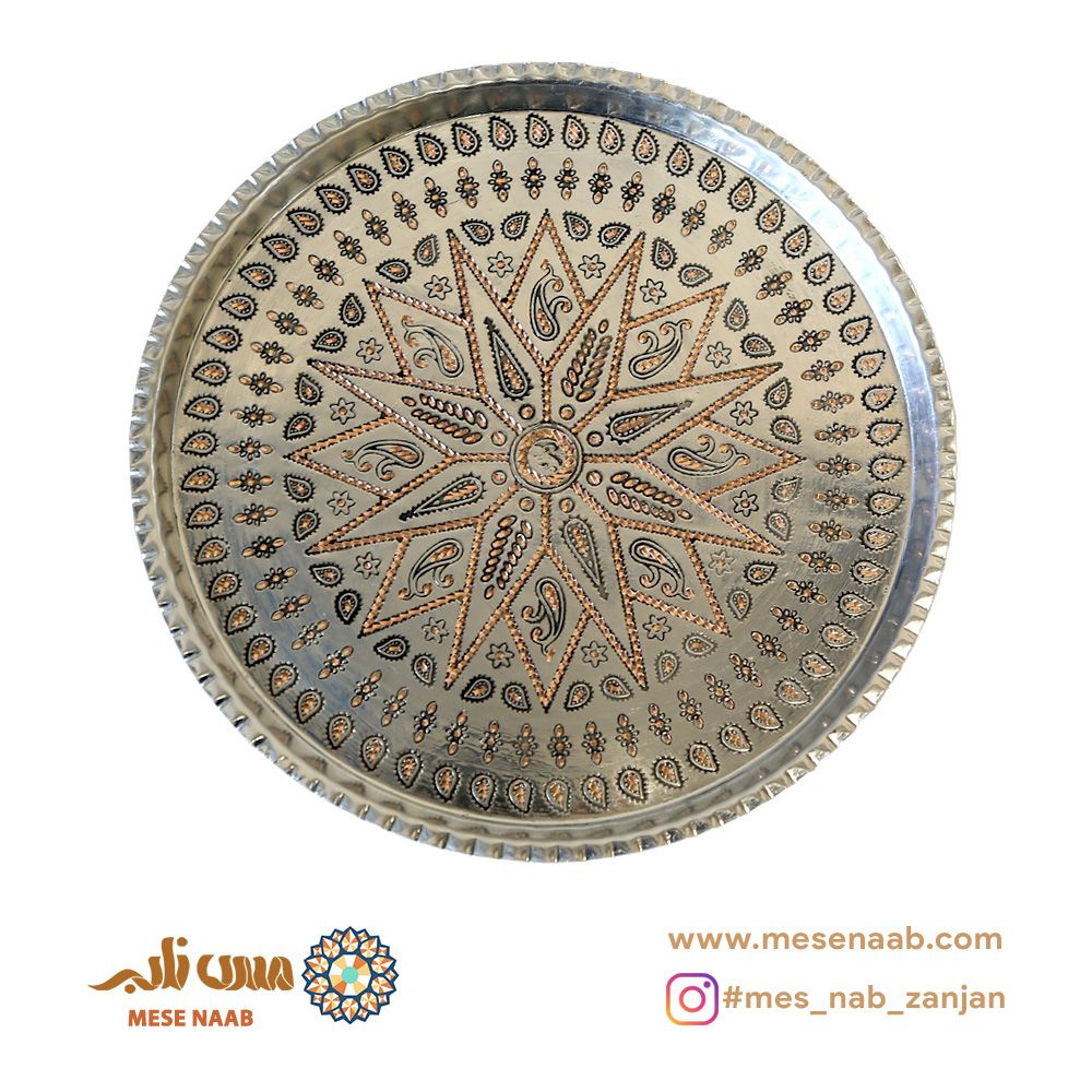 سینی گرد مسی قلع اندود الماس تراش