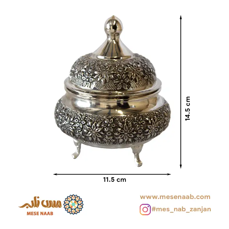 قندان شکمی گل رز سه پایه کروم - تصویر 4