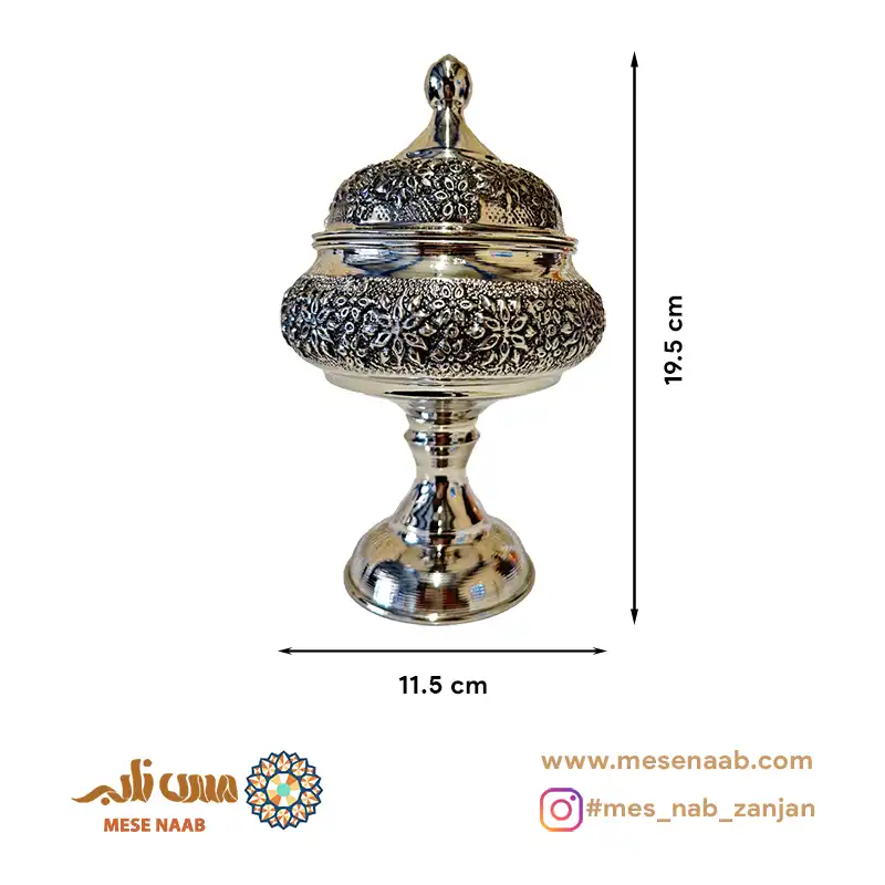 قندان رز پایه دار شکمی کروم