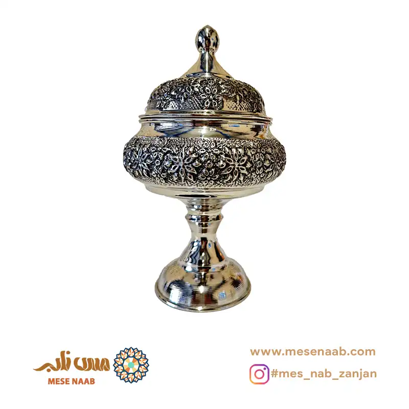 قندان رز پایه دار شکمی کروم