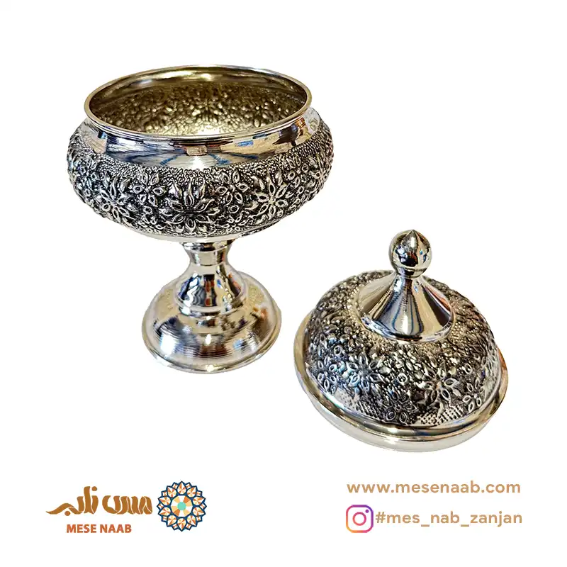 قندان رز پایه دار شکمی کروم